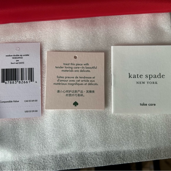 Kate Spade Red Wristlet Medium Double Zip - Picture 4 of 5